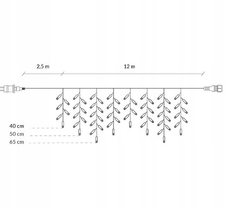 LAMPKI CHOINKOWE 300LED ZEWNĘTRZNE SOPLE KURTYNA 14,5m ZIMNE BIAŁE GIRLANDA