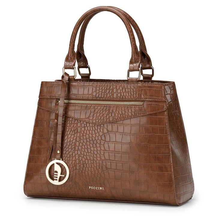 Torebka Damska Mała Kuferek Ramię Odpinany Pasek PUCCINI Brązowa BML067S-2