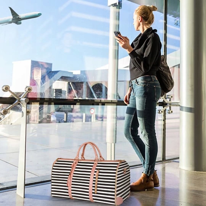 Modna duża torba podróżna ze skóry PU, wygodna torba podróżna na ubrania