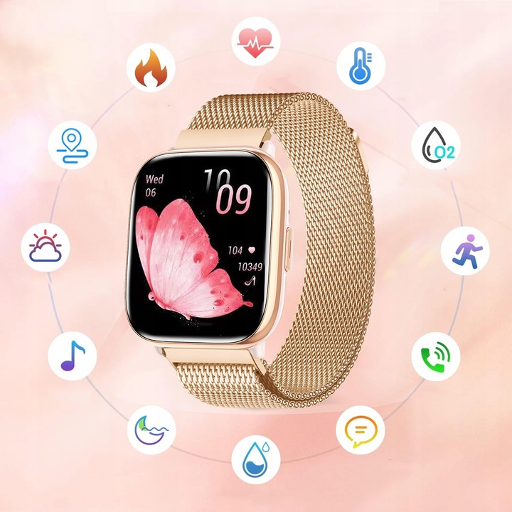 SMARTWATCH ZEGAREK DAMSKI POLSKIE MENU ROZMOWY SPORT AMOLED 4 PASKI