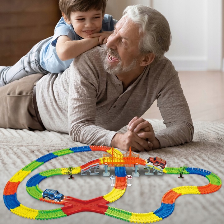 TOR WYGINANY MAGICZNY DLA DZIECI ŚWIECĄCE AUTA SAMOCHODZIKI 360 EL KOLEJKA