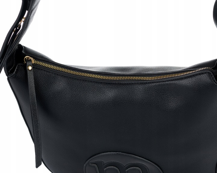 Torebka DUŻA Listonoszka MONNARI CZARNA LOGO Pojemna Praktyczna do pracy