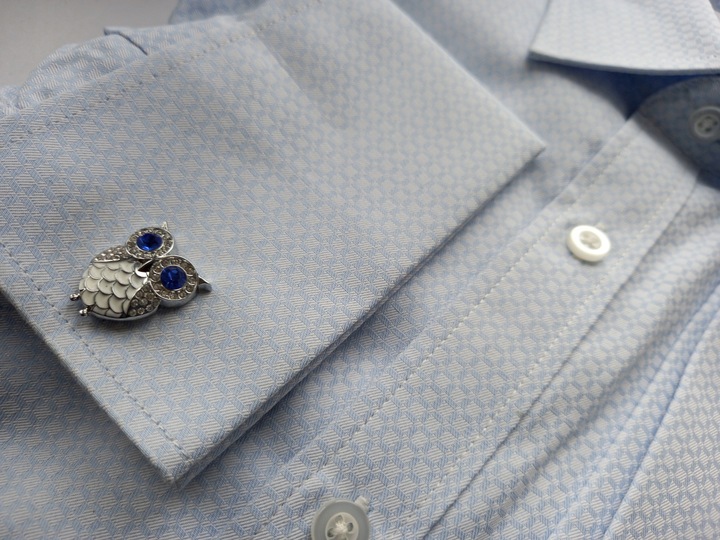 Srebrne spinki do mankietów koszuli Ptak Sowa