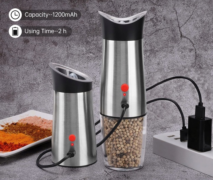 ZESTAW MŁYNKÓW GRAWITACYJNYCH DO PIEPRZU SOLI LED