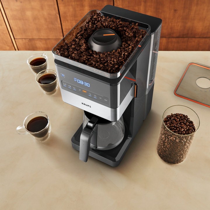 Ekspres przelewowy z wbudowanym stalowym młynkiem KRUPS Grind&BrewXL KM8428