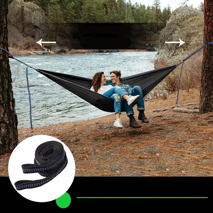 PASY DO MOCOWANIA HAMAKA, 2 SZTUKI, PASY Z 2 KARABIŃCZYKAMI, NA KEMPING