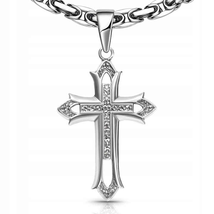 Krzyżyk srebrny męski duży zawieszka srebro 925 solidny bez
