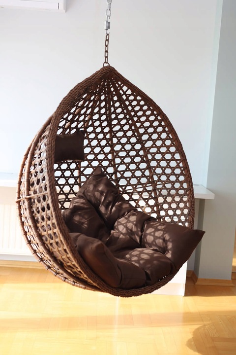 KOSZ WISZĄCY KOKON HUŚTAWKA BRĄZOWY TROPIKAL