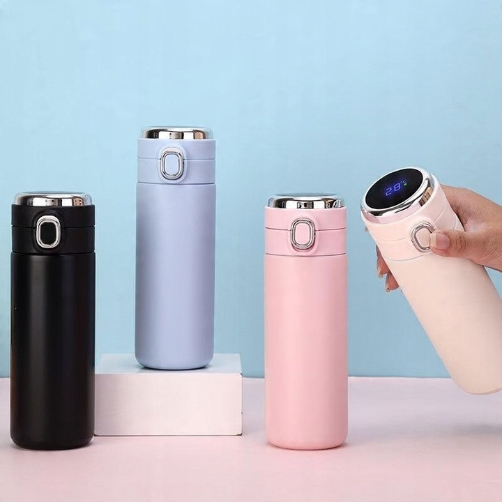 KUBEK TERMICZNY DUŻY TERMOS Z USTNIKIEM 420ML LCD SMART