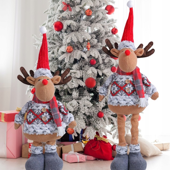 Skrzat Krasnal Świąteczny Teleskopowy Duży Gnom Wysoki Renifer Regulowany