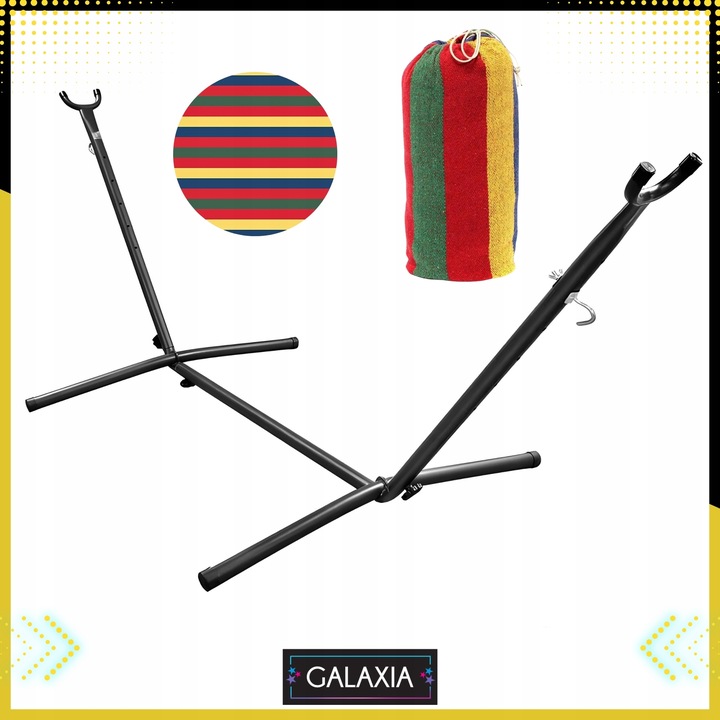 HAMAK ZE STELAŻEM Stelaż do hamaka STOJAK NA HAMAK OGRODOWY DWUOSOBOWY XXL