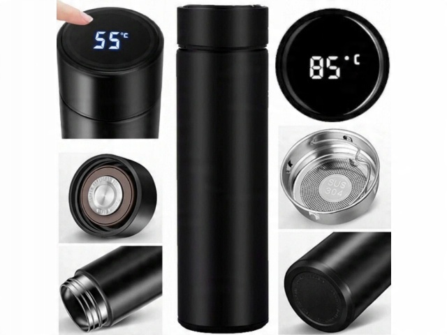 TERMOS KUBEK TERMICZNY SMART WYŚWIETLACZ LED TEMPERATURA 500ml Czarny