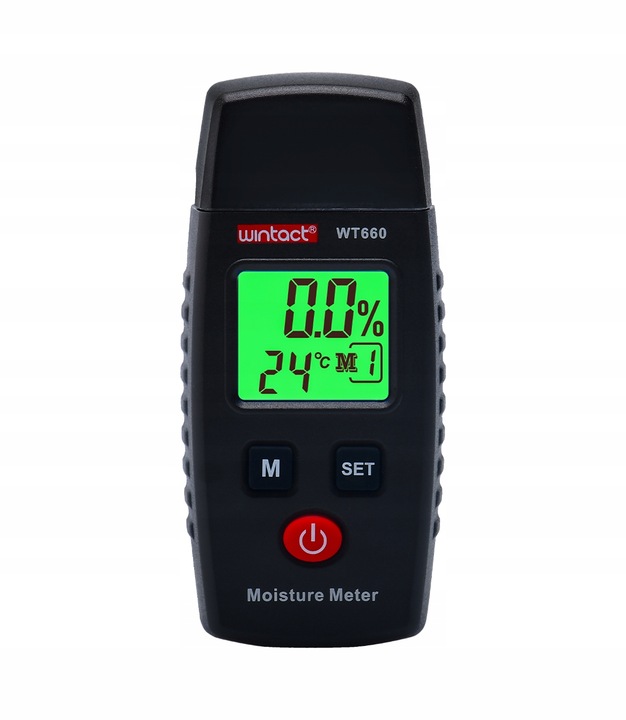 WILGOTNOŚCIOMIERZ MIERNIK WILGOTNOŚCI DREWNA MATERIAŁÓW BUDOWLANYCH LCD CD