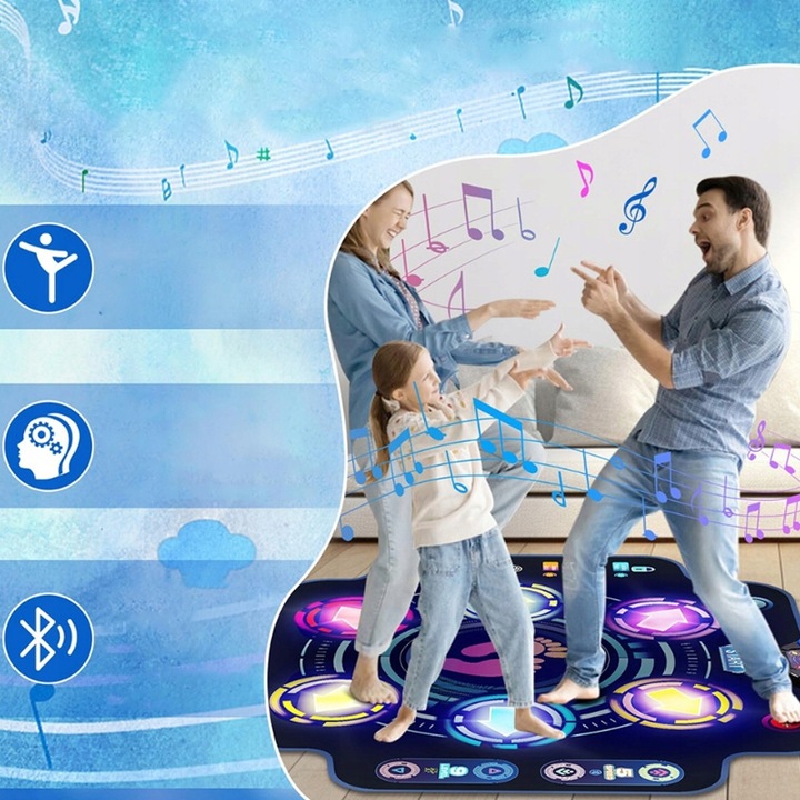 MUZYCZNA MATA DO TAŃCA DLA DZIECI MUZYKA GRA BLUETOOTH 5 TRYBA 9 POZIOM