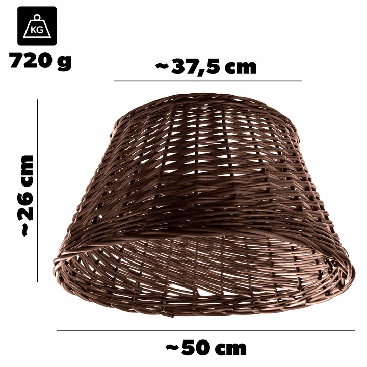 OSŁONA WIKLINOWA NA STOJAK POD CHOINKĘ 50 cm OSŁONKA KOSZ STOJAKA BRĄZOWY