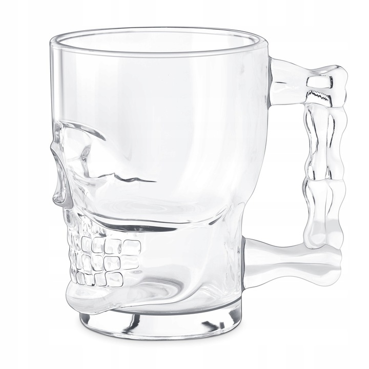 KUFEL DO PIWA Z UCHEM CZASZKA SZKLANY DUŻY 500ML PREZENT NA URODZINY
