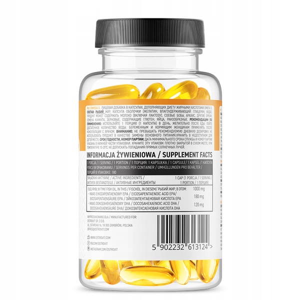 OstroVit Omega 3 180 kapsułek WITAMINY KWASY TŁUSZCZOWE