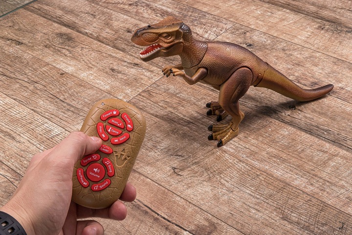 DUŻY DINOZAUR T-REX CHODZI RYCZY ŚWIECI ZIEJE DYM