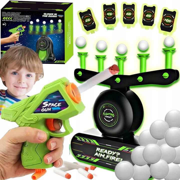 STRZELANIE DO CELU GRA PISTOLET + LATAJĄCE PIŁKI PREZENT DLA 6 7 8 9 LATKA