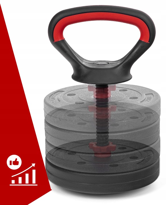 HANTLE regulowane 2x20KG sztanga KETTLEBELL zestaw HANTLI 6w1 GRYFY uchwyty