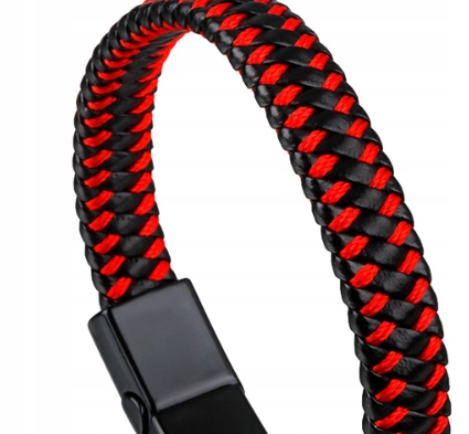 Męska bransoletka z magnetycznym zapięciem z czerwoną nitką 21cm