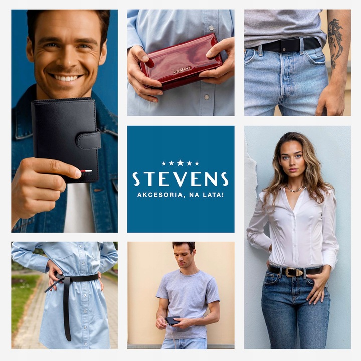 Portfel Damski Skórzany STEVENS Mały Czerwony Zapinany Portmonetka RFID