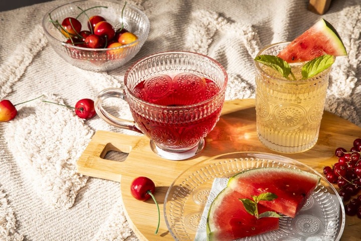 Zestaw 6 filiżanek do kawy szklanki kubki szklane Altom Design Daisy 430 ml