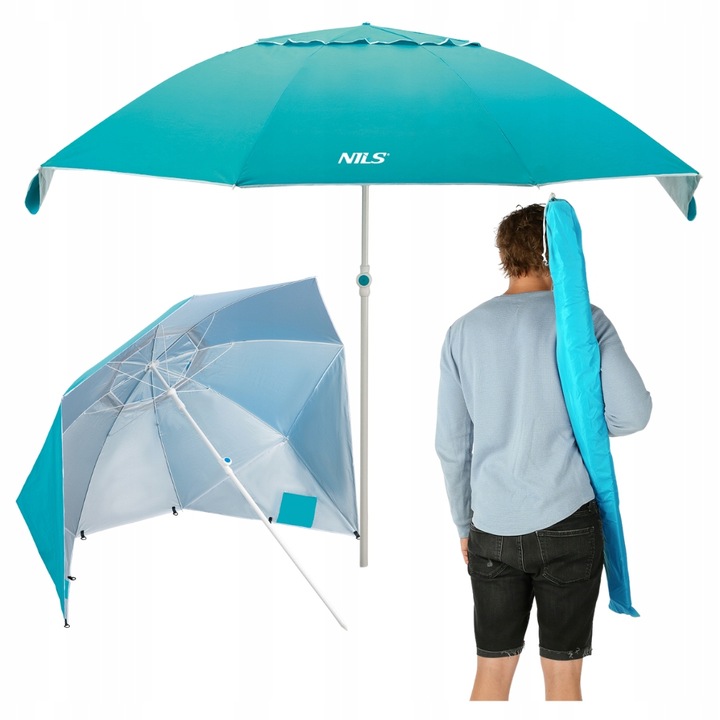 Parasol Plażowy Ogrodowy Duży Składany Parawan Filtr UV Z Pokrowcem NILS