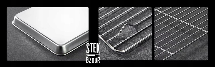 Zestaw 3x Kratka Ociekowa z Tacką do Odpoczynku Mięsa Pieczenia Chłodzenia