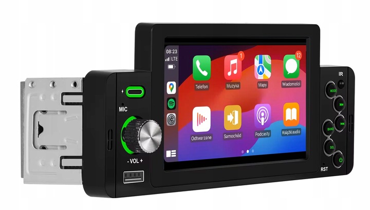 RADIO SAMOCHODOWE 1DIN BLUETOOTH 5" EKRAN DOTYK APPLE CARPLAY ANDROID AUTO