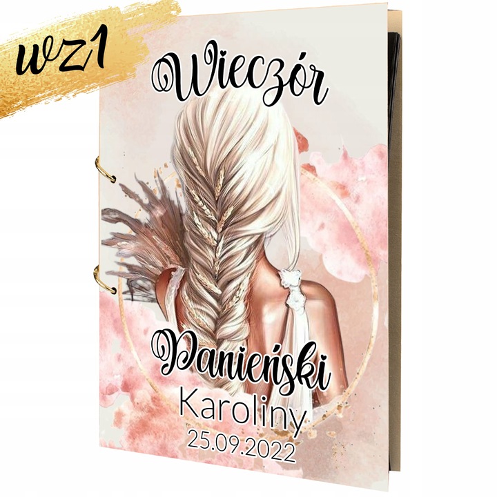 ALBUM WIECZÓR PANIEŃSKI z NADRUKIEM PREZENT DLA PANNY MŁODEJ IMIĘ Y3