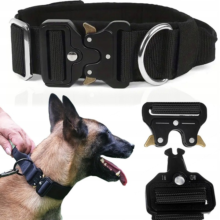 MEGA MOCNA SOLIDNA OBROŻA TAKTYCZNA DO DUŻEGO PSA METALOWA KLAMRA 45-65 XL