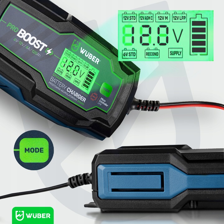 ŁADOWARKA PROSTOWNIK AKUMULATORA MIKROPROCESOROWY 6/12V 1.2-120Ah AGM ŻEL