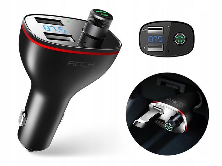 ROCK B300 TRANSMITER FM BLUETOOTH+ŁADOWARKA 2xUSB