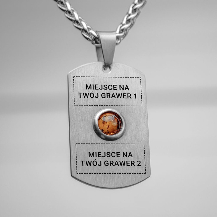 Nieśmiertelnik Tytanowy Naszyjnik Męski z GRAWEREM + ŁAŃCUSZEK i OPAKOWANIE