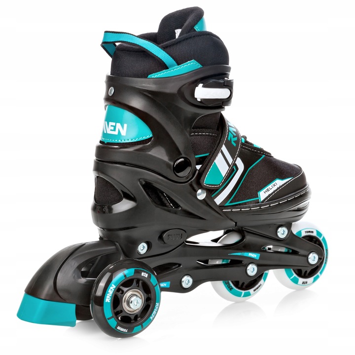 Rolki Łyżwy Wrotki 4w1 Regulowane RAVEN Helixi Black/Mint 30-33 Kółka LED