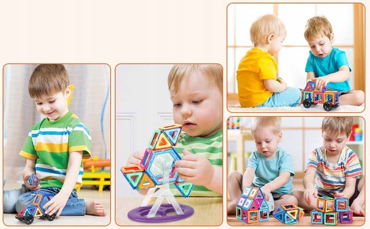 DUŻE KLOCKI MAGNETYCZNE KAFELKI zestaw XXL 174 el Rainbow Magnetic Tiles