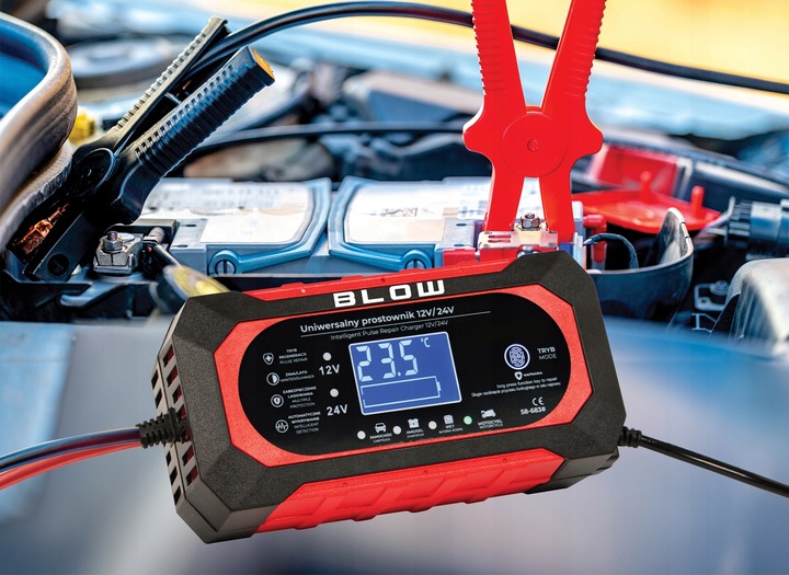 AUTOMATYCZNY INTELIGENTNY PROSTOWNIK ŁADOWARKA AKUMULATORA LCD 24V 12V 8A