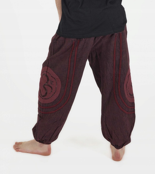 Luźne etno spodnie stonewashed czerwone OM