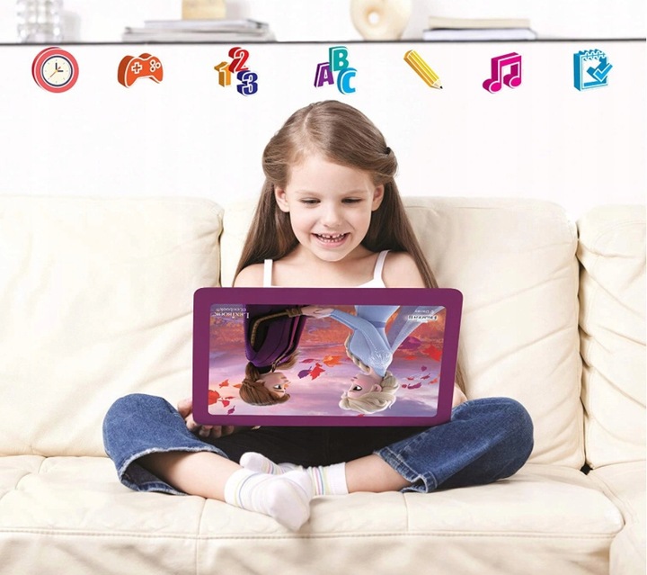 LAPTOP EDUKACYJNY FROZEN KRAINA LOFU - ekran LCD z animacjami - 3 języki
