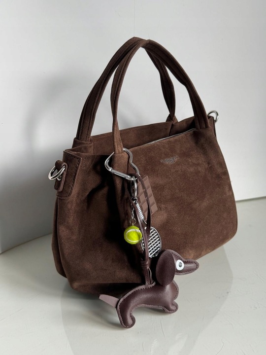 Torba Flora&Co torebka czekoladowa zamsz zamszowa eco brązowa shopper viral