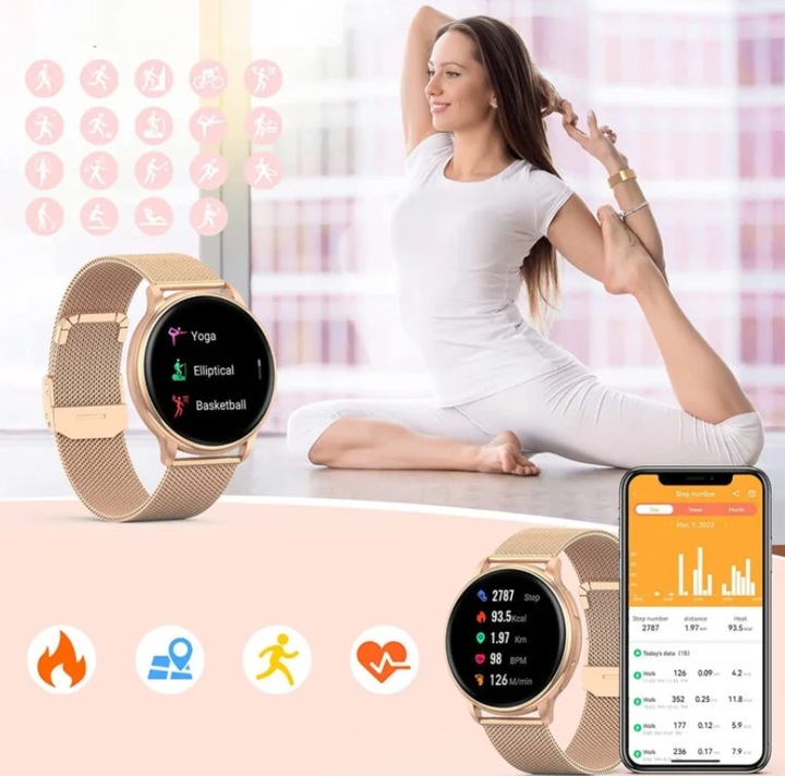 SMARTWATCH ZEGAREK DAMSKI DLA KOBIETY AMOLED ROZMOWY CIŚNIENIOMIERZ MENU PL