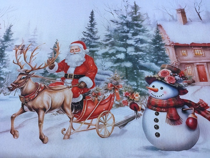 OBRUS ŚWIĄTECZNY BOŻE NARODZENIE 150X225 CM PLAMOODPORNY CHOINKA RENIFER