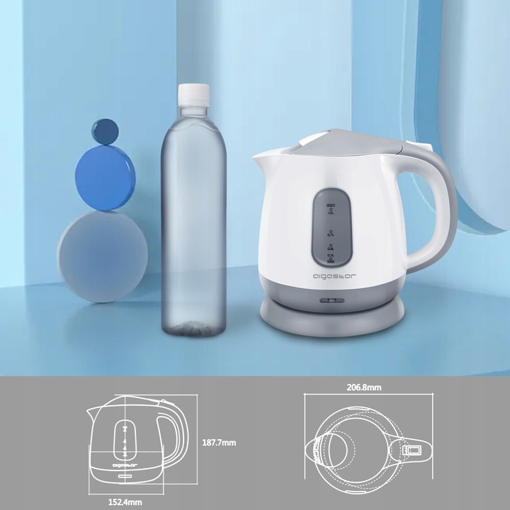 Maly Czajnik Elektryczny 1L Aigostar Juliet 1100 W srebrny/szary