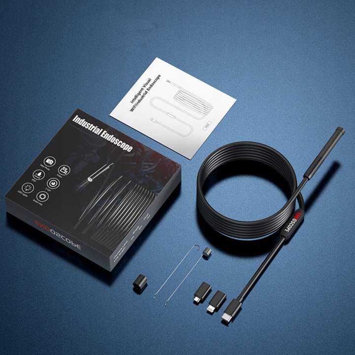 KAMERA INSPEKCYJNA ENDOSKOP DO TELEFONU WARSZTATOWA 3MPix IP67 OBIEKTYW 8mm