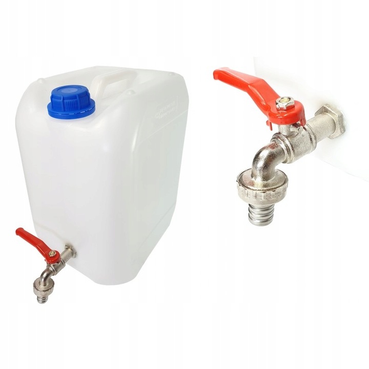KANISTER POJEMNIK 10L Z KRANIKIEM NA WĄŻ, BANIAK NA WODĘ PŁYNY KRAN