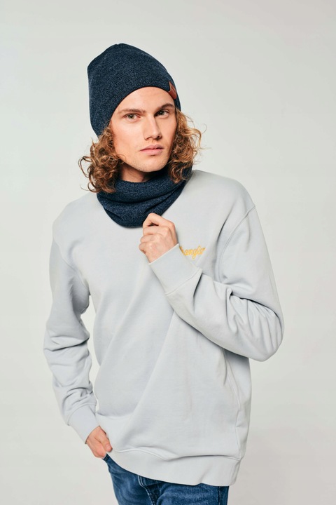 Czapka zimowa męska na polarze + komin Granatowy