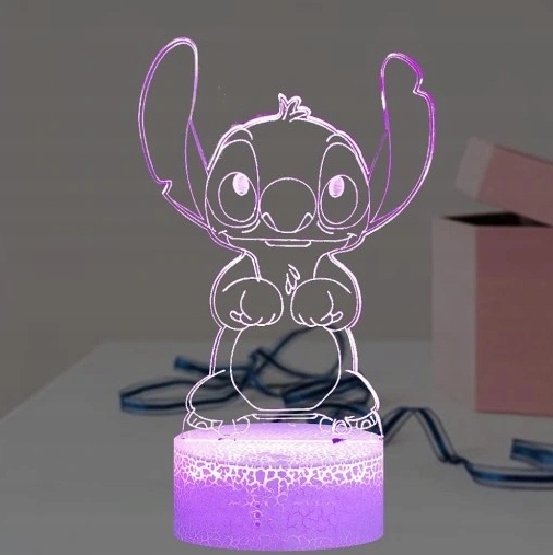 Prezenty świąteczne Lampka 3D nocna led usb +pilot na prezent Lilo i Stitch