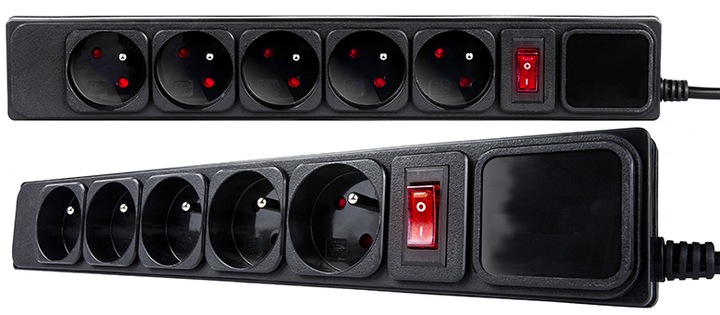 PRZEDŁUŻACZ SIECIOWY LISTWA ZASILAJĄCA ANTYPRZEPIĘCIOWA 5GNIAZD 3M WŁĄCZNIK