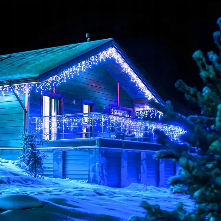 SOPLE 600 LED KURTYNA LAMPKI ZEWNĘTRZNE IP44 FLASH Niebieskie 28M